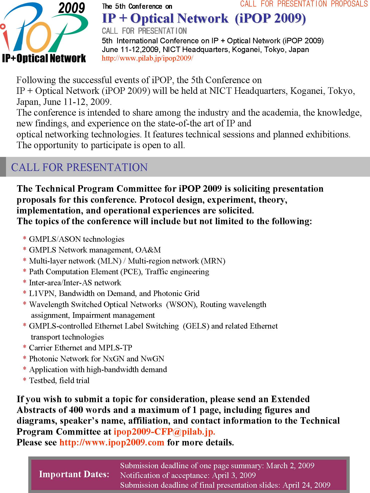 iPOP2009 CFP